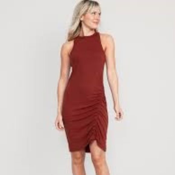 NWT! UltraLite Racerback Rib-Knit Ruched Dress - Picture 2 of 4